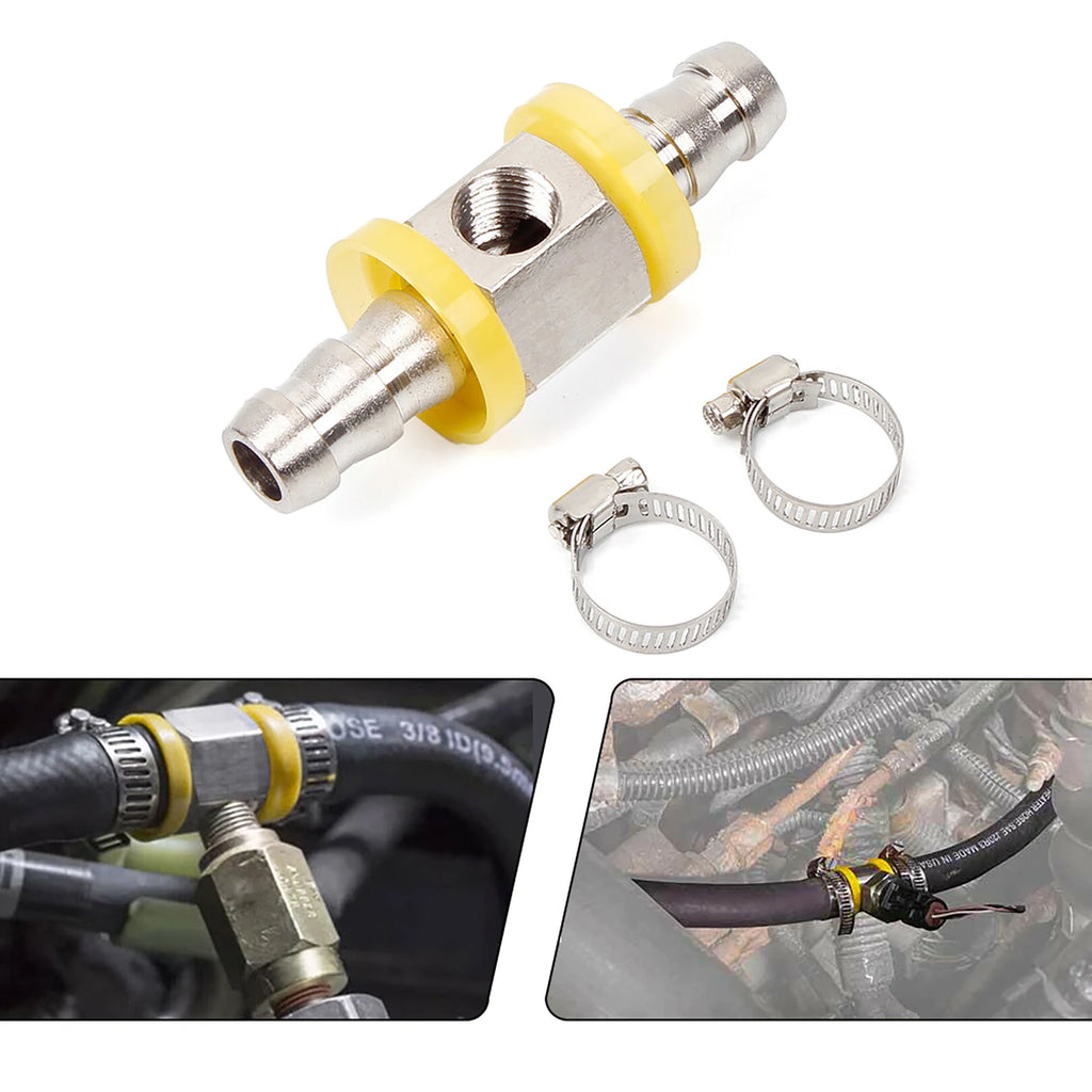 3 8 Fuel Line Pressure T Fitting Adapter Gauge Sensor Barbed Push