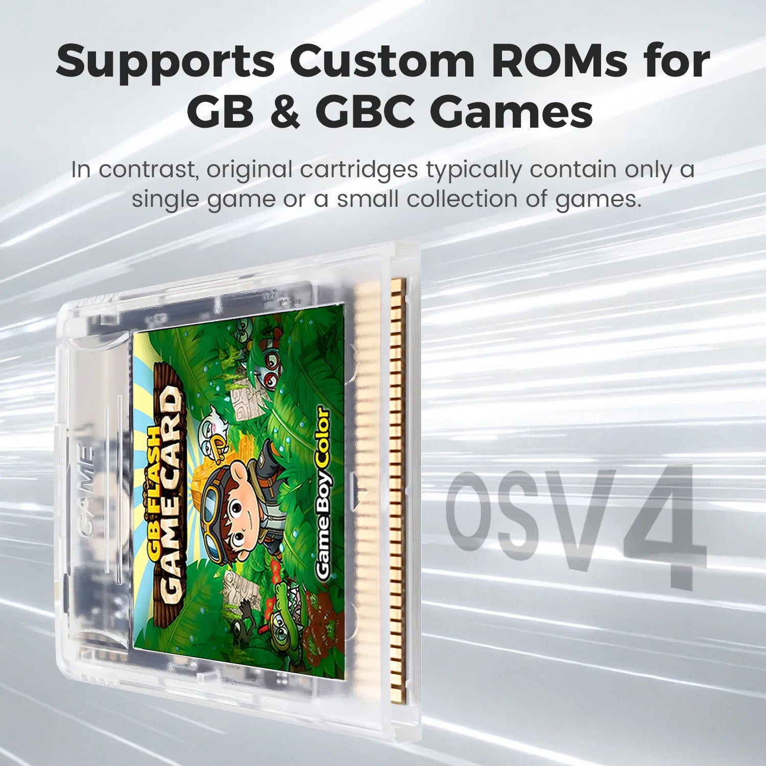 Upgraded OS V4 GBC Game Card with 2000 Games & 4GB TF Card Included for GB/GBC/GBA SP/GBP Handheld Game Console Vedio Flash Card Zpaxo
