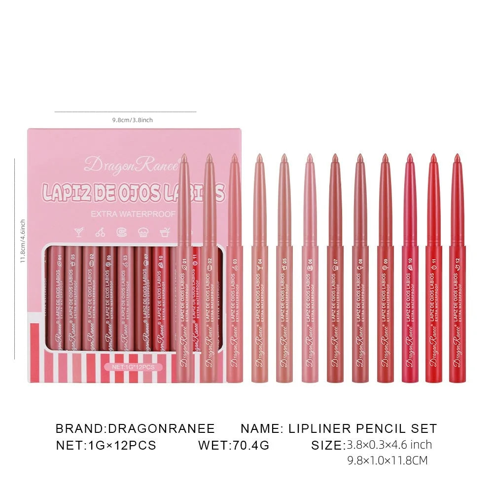 Twelve lip liner pencil case outlines the full lip shape, rich colors, waterproof, durable matt, daily versatile lip liner penci Zpaxo