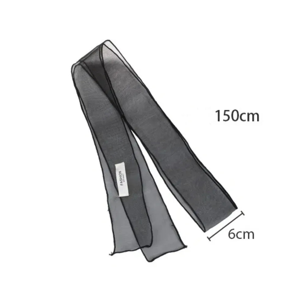 Decorative Solid Color Silk Scarf Y2K Thin Ribbon Headbands Long Skinny Scarf Summer Zpaxo