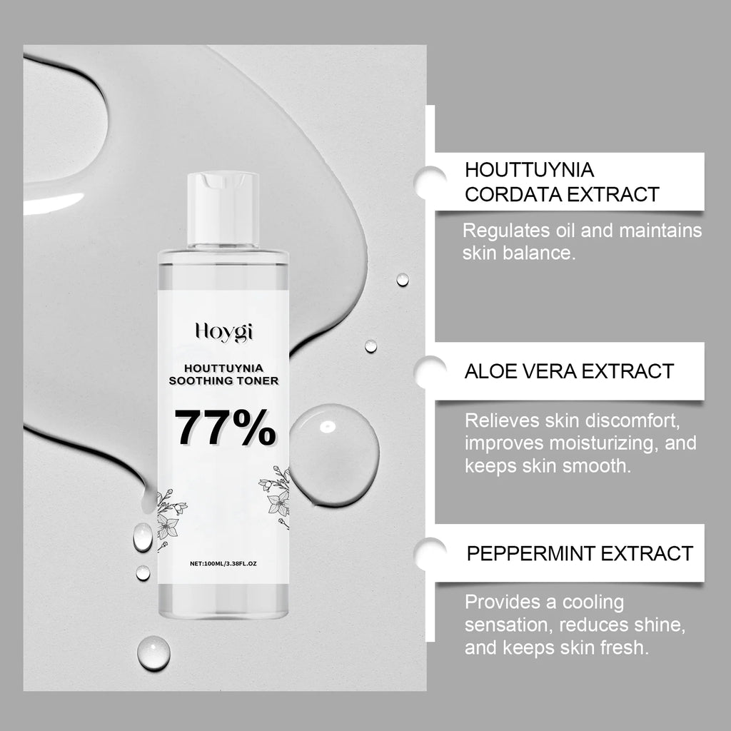 Hoygi 100ml Houttuynia Cordata Facial Toner Hydrating Essence with Hyaluronic Acid Brighten Soothe Boost Radiance Natural Herb Zpaxo