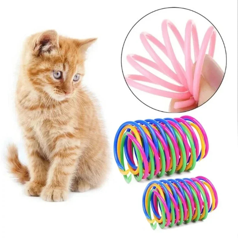 Colorful Coil Spring Cat Toys – Interactive Kitten Set (4–24 Pack)