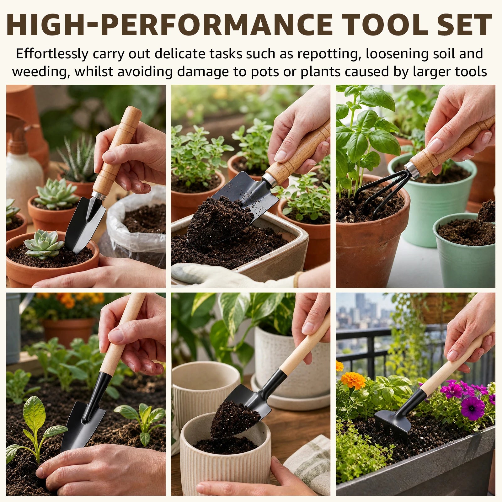 Mini Gardening Tool Set Wood Handle Iron Shovel Rake Trowel For Succulent Bonsai Precision Planter Pot 10 Packs Bulk Supply Zpaxo