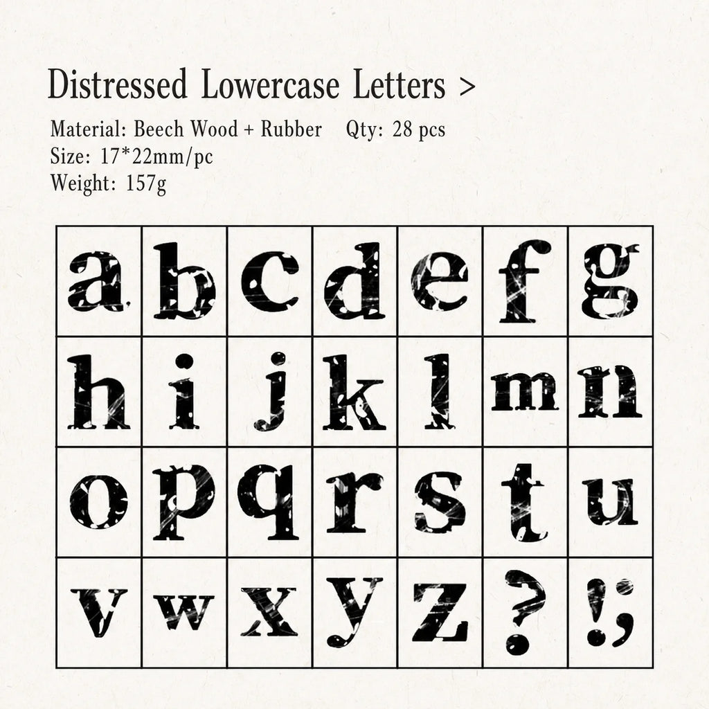 Vintage Broken Style Wooden Rubber Stamp Set – Letters & Numbers Decorative Rubber Stamps Zpaxo 28Pcs-B