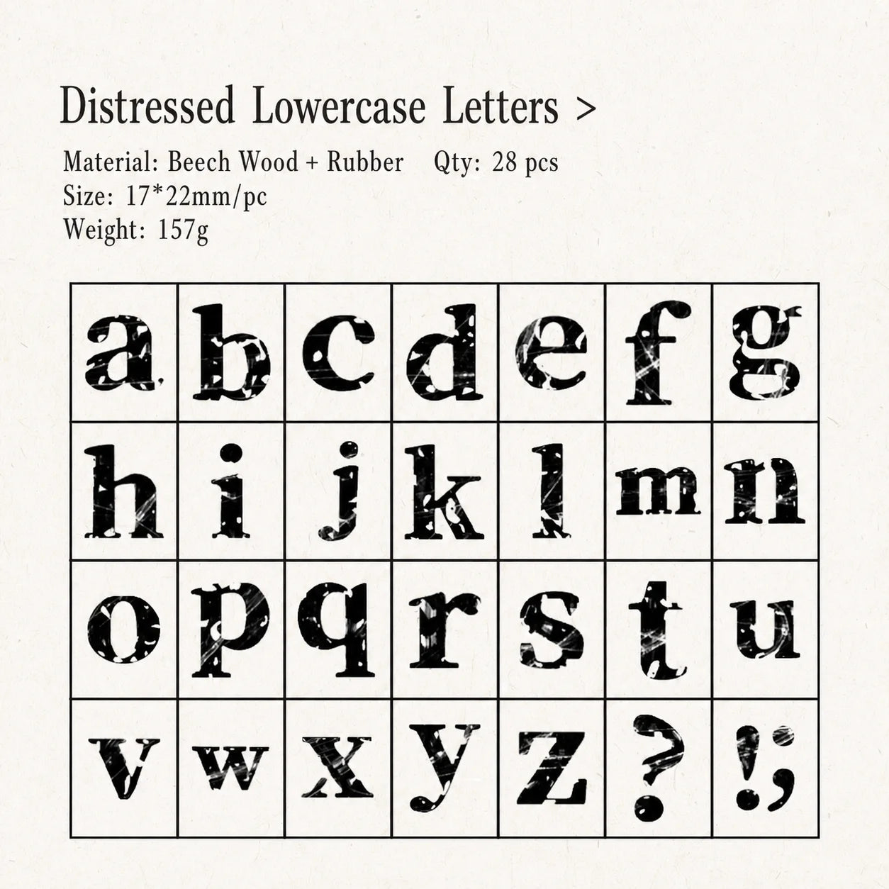 Vintage Broken Style Wooden Rubber Stamp Set – Letters & Numbers Decorative Rubber Stamps Zpaxo 28Pcs-B