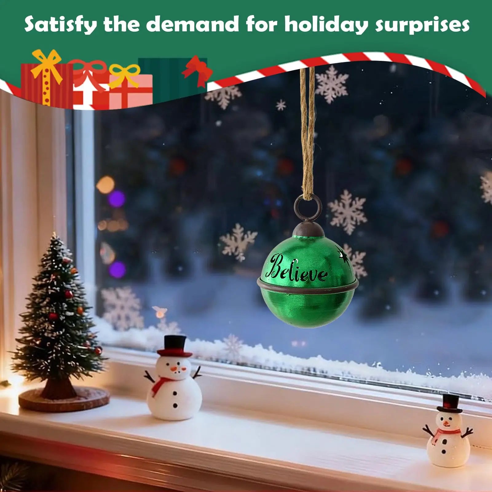 Christmas Tree Decorations Charm Handmade Hangable Rope Jingle Bell