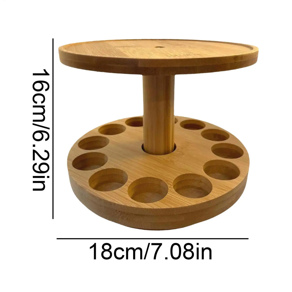 Oil Display Stand Wooden Fragrance Rack Cosmetic Perfume 2 Tier Shelf