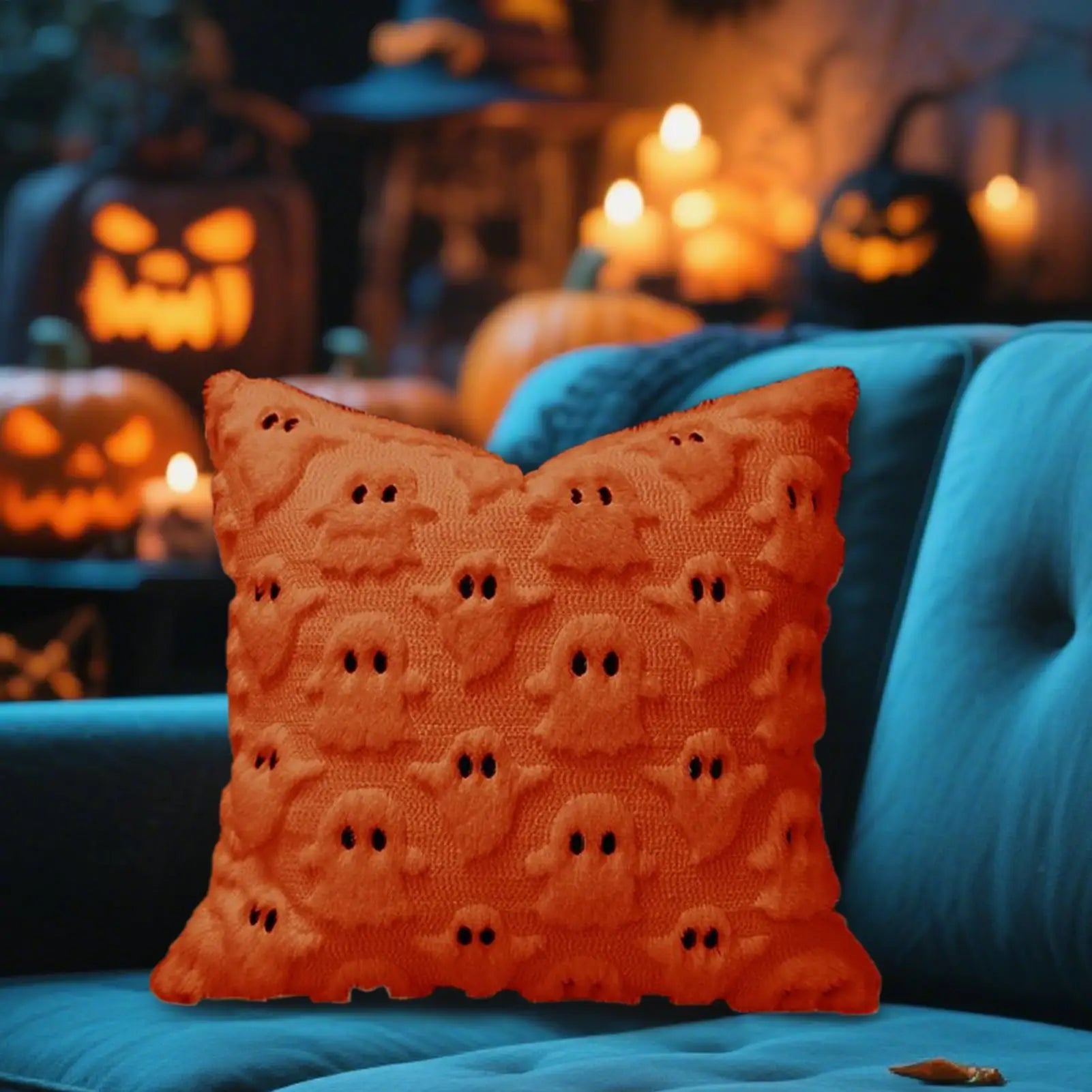 Halloween Pillow Covers 45x45cm Ghost Plush Pillowcase Soft Decor