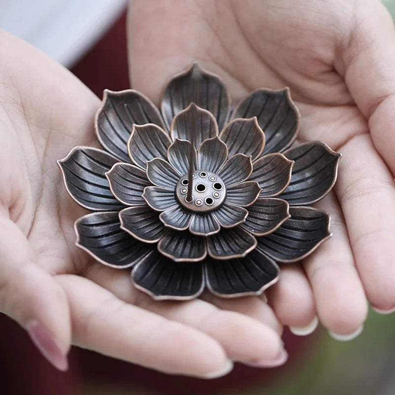 Alloy Incense Burner Stick Holder Buddhism Lotus Line Incense plate Sandalwood Coil Base Temples Yoga Studios Home Decoration Zpaxo