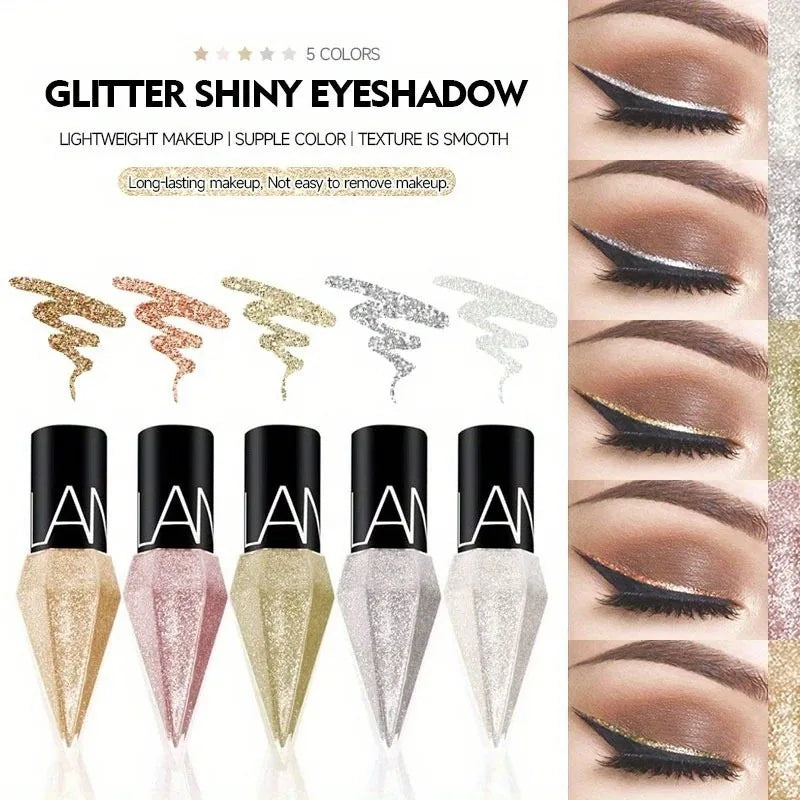 Pearlescent Glitter Diamond Liquid Eyeliner Shimmer Silver Color Waterproof Long Lasting Easy to Wear Eye Pencil Korean Makeup Zpaxo