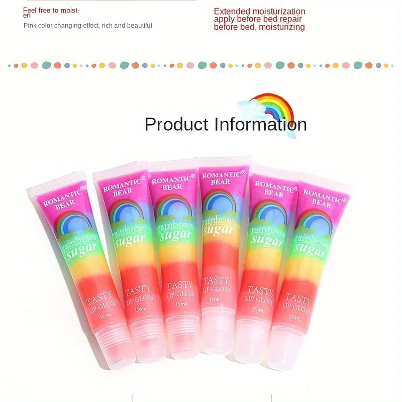 5pcs Rainbow Pearl Lip Gloss Glitter, Rainbow Jelly Lip Gloss, Sparkling Lips, Moisturizing Lip Skin Zpaxo