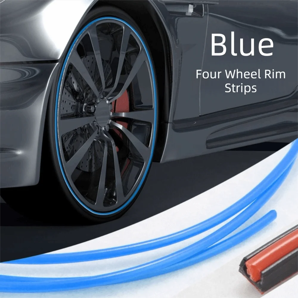 Universal Fit Wheel Hub Decorative Strip Full Rim Cover Anti-scratch Zpaxo Blue