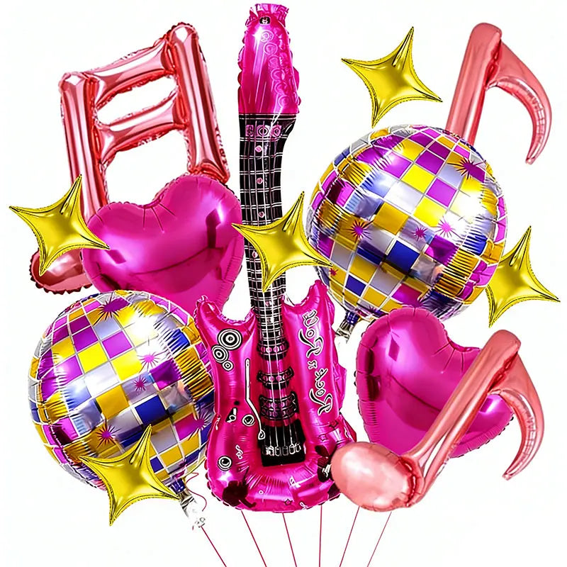 Singer Balloons Music Note Guitar Disco Foil Dancing Queen Rock