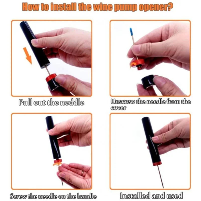 Newest Air Pressure Pump Wine Bottle Opener Portable Stainless Steel Pin Easy Cork Remover Corkscrew for Home Party Wine Lovers Zpaxo