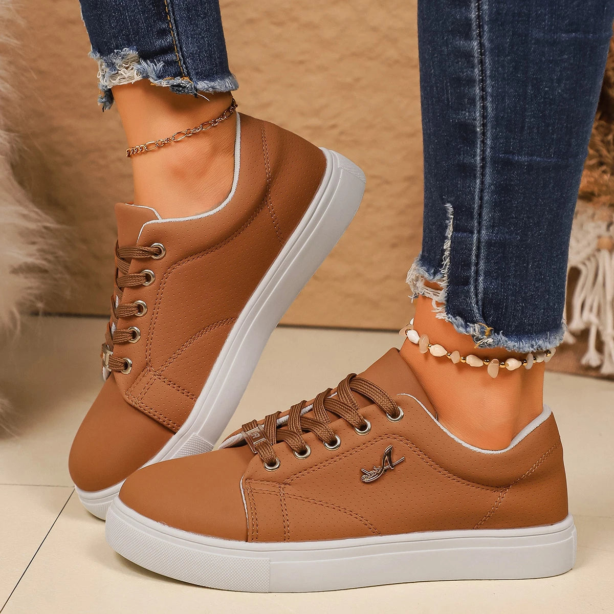 Women Sneakers Trend Soft Sole Walking Sneakers Spring Autumn Fashion Breathable Shoes Woman Comfortable Casual Sneakers Women Zpaxo Brown 36