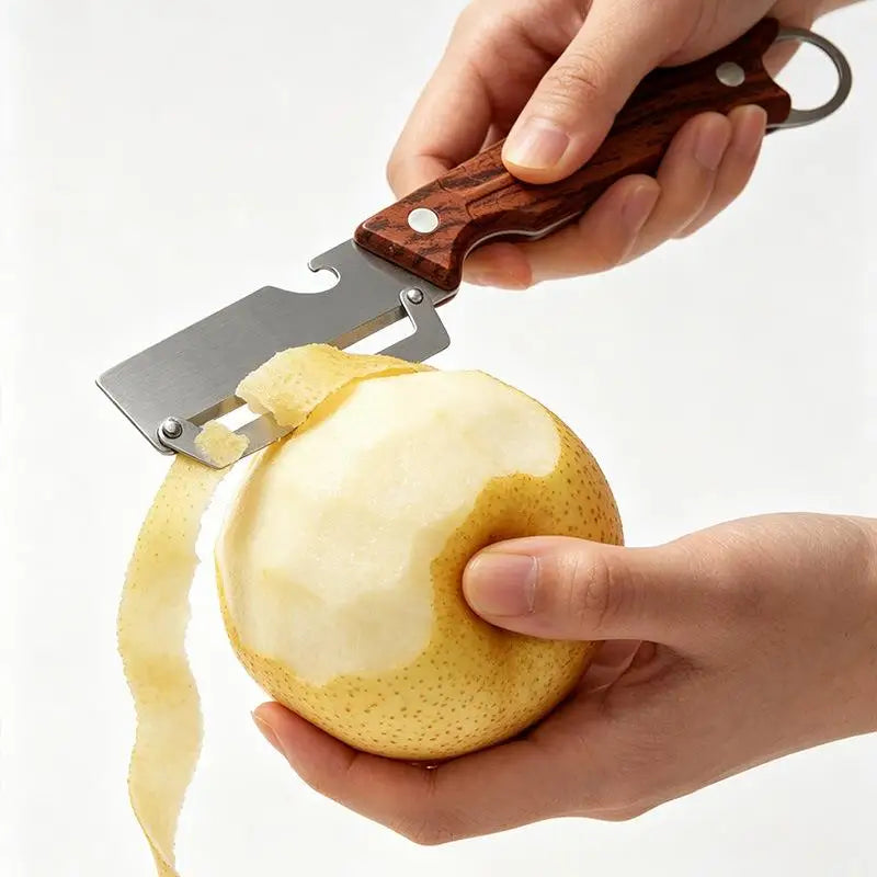 Stainless Steel Vegetable Peeler with Ergonomic Wooden Handle