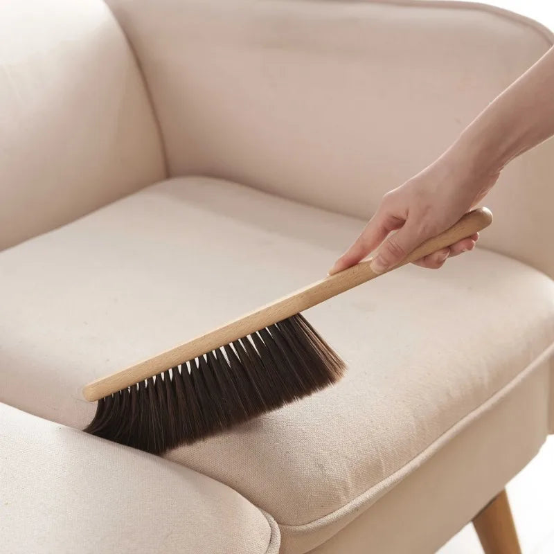 1pc Hand Broom Counter Duster Dusting Brush for Home Cleaning, Soft Dust Brush with Long Wooden Handle for Bed Sofa Furniture Zpaxo