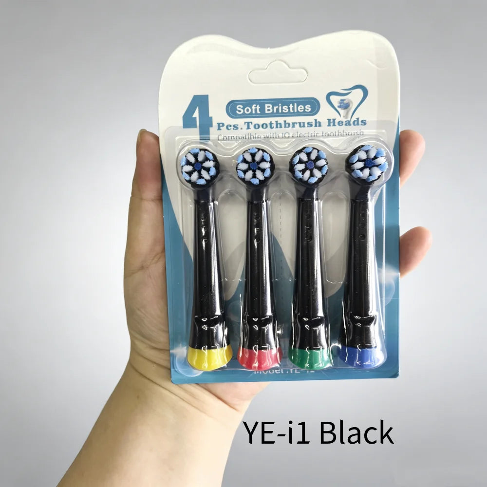 Electric Toothbrush Heads Replacement Compatible Oral-b Io Series 2 3 Zpaxo YE-i1 Black 4pcs