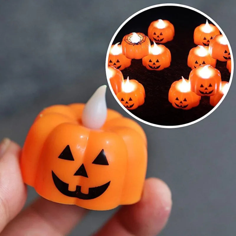 Halloween Pumpkin LED Candle Holder Indoor Outdoor Spooky Glow