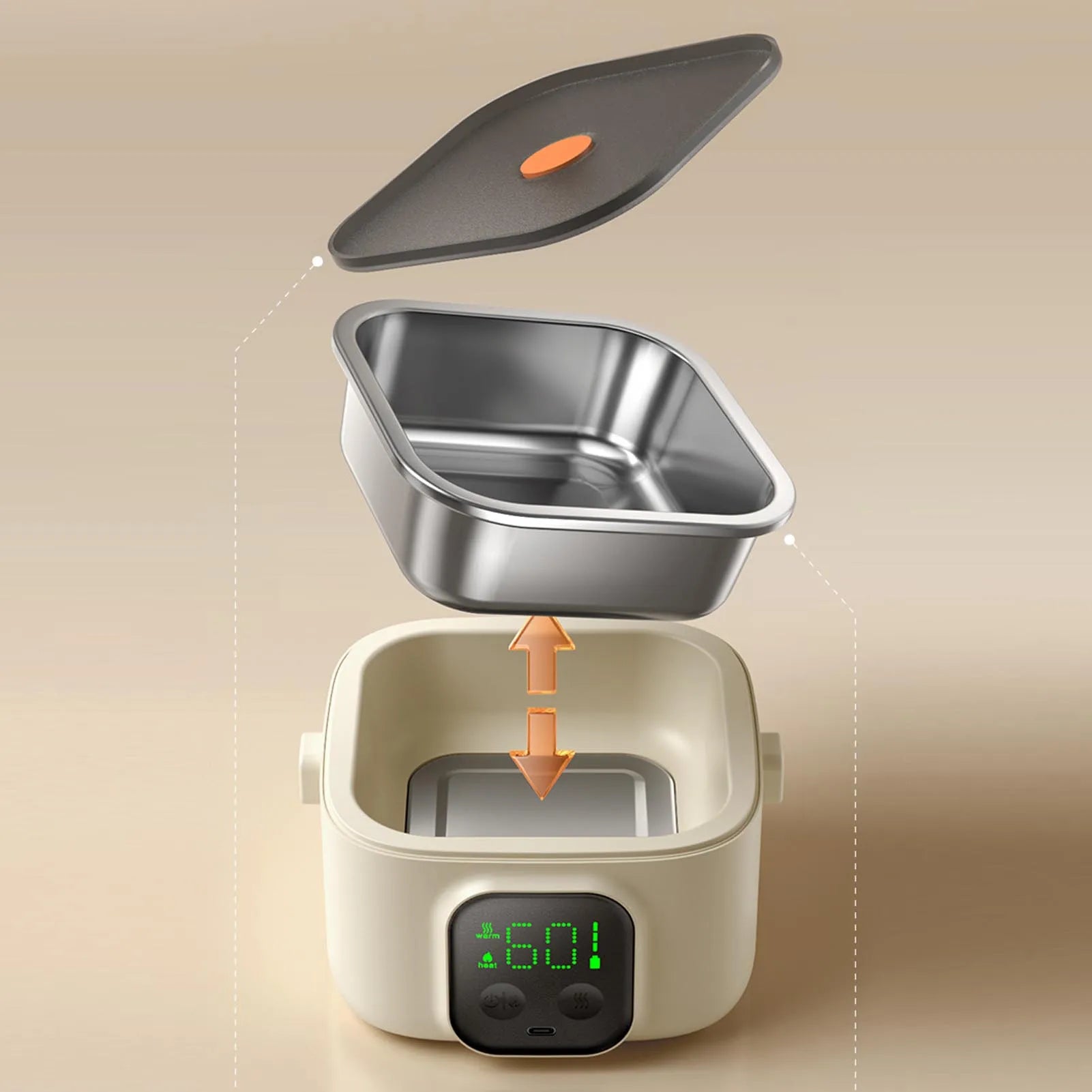 Electric Lunch Box Food Warmer Portable Insulation Mode Rechargeable