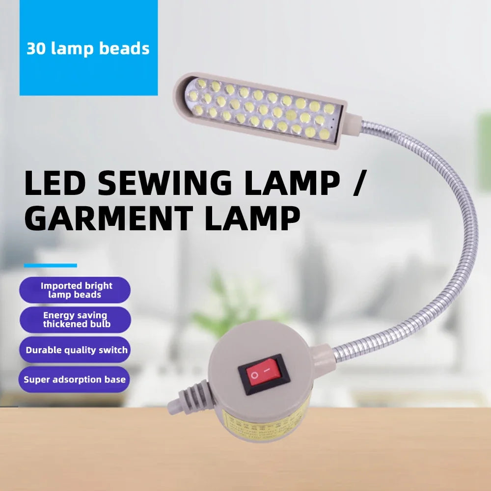 30 LED Industrial Strength Gooseneck Lamp Flexible 360° Sewing Machine Work Light Clothing Machine Accessory Zpaxo