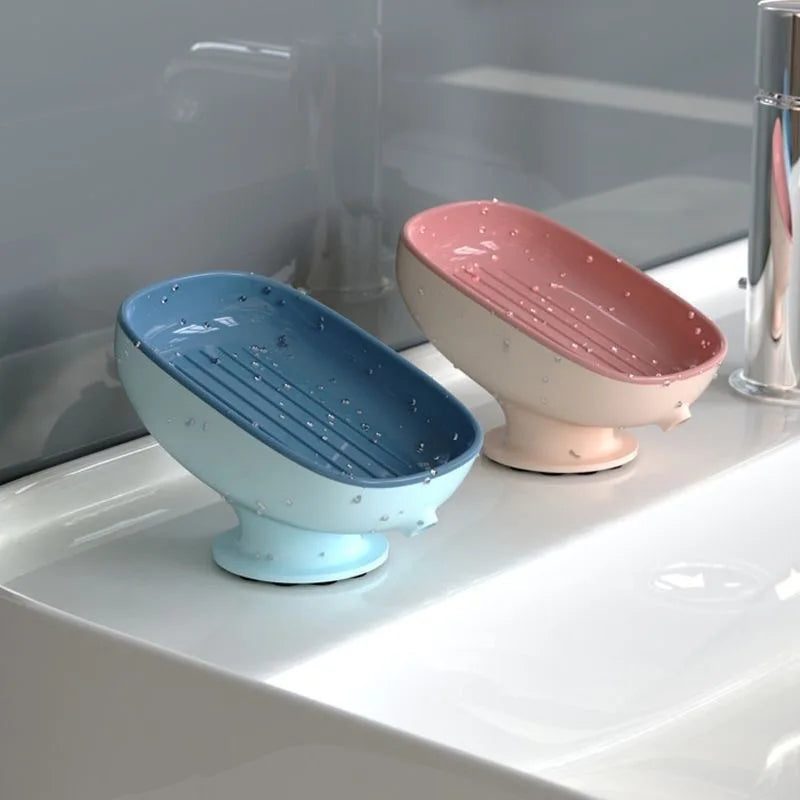 2-Pack Draining Soap Dish Holder – Suction Cup Wall Mount Soap Dish Holder Zpaxo blue pink