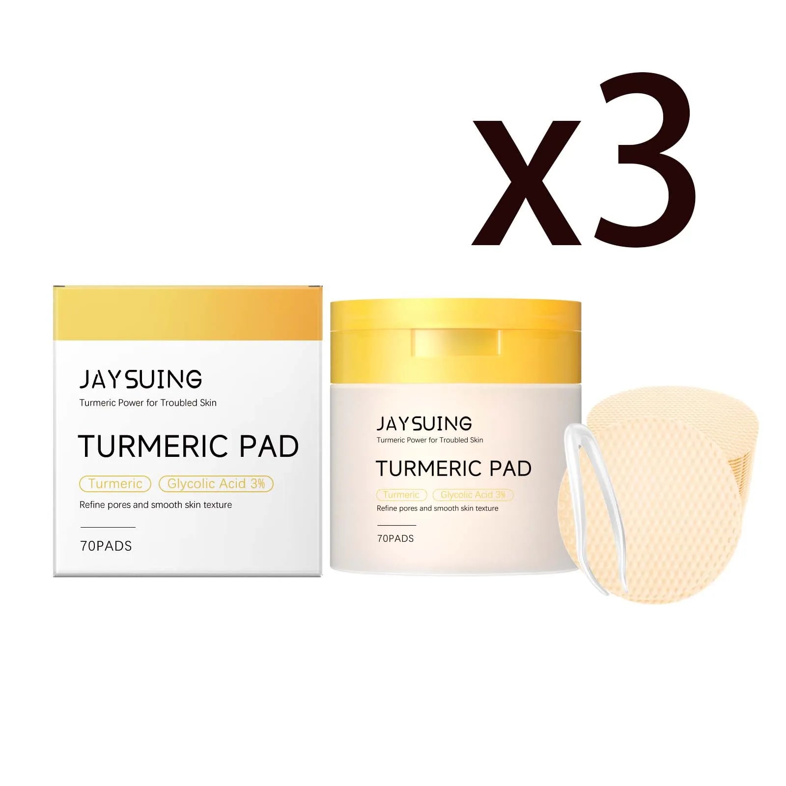 Turmeric Pore Cleaning Cotton Pads – 70 Pads + Tweezers Facial Exfoliating Pads Zpaxo 3x70PADS