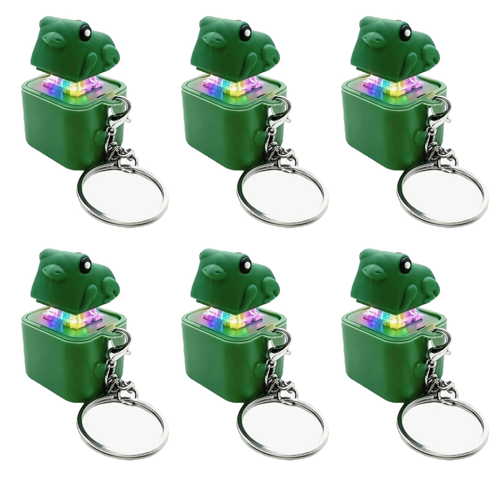 Rechargeable Sound Button Fidget Keychain W/ Sound LED Lights Keyboard Clicker Frog Fidget Toys for Kids Boys Girls Gift Zpaxo Green 3pcs