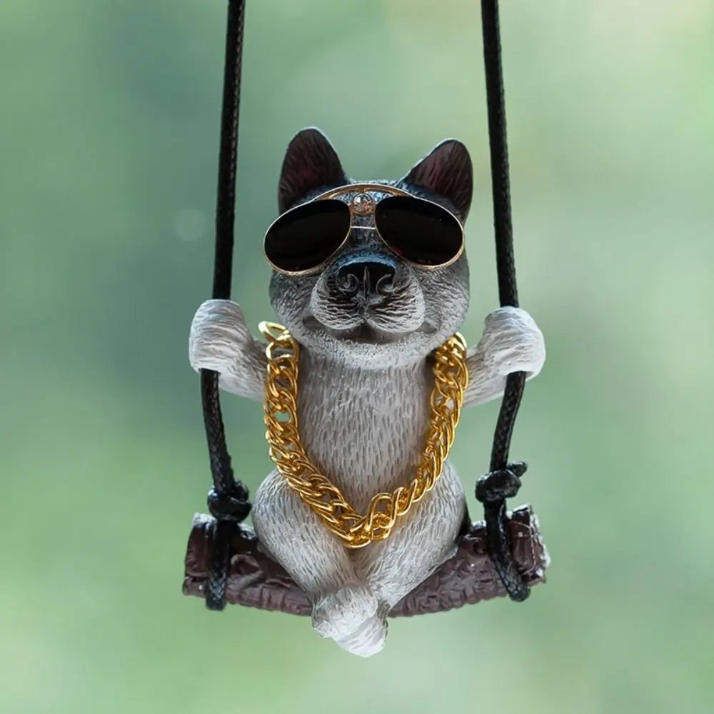 Trend Swing Dog Auto Interior Accessories Decoration Sunglasses Car Pendant Bulldog Resin Car Hanging Gift Zpaxo style 8