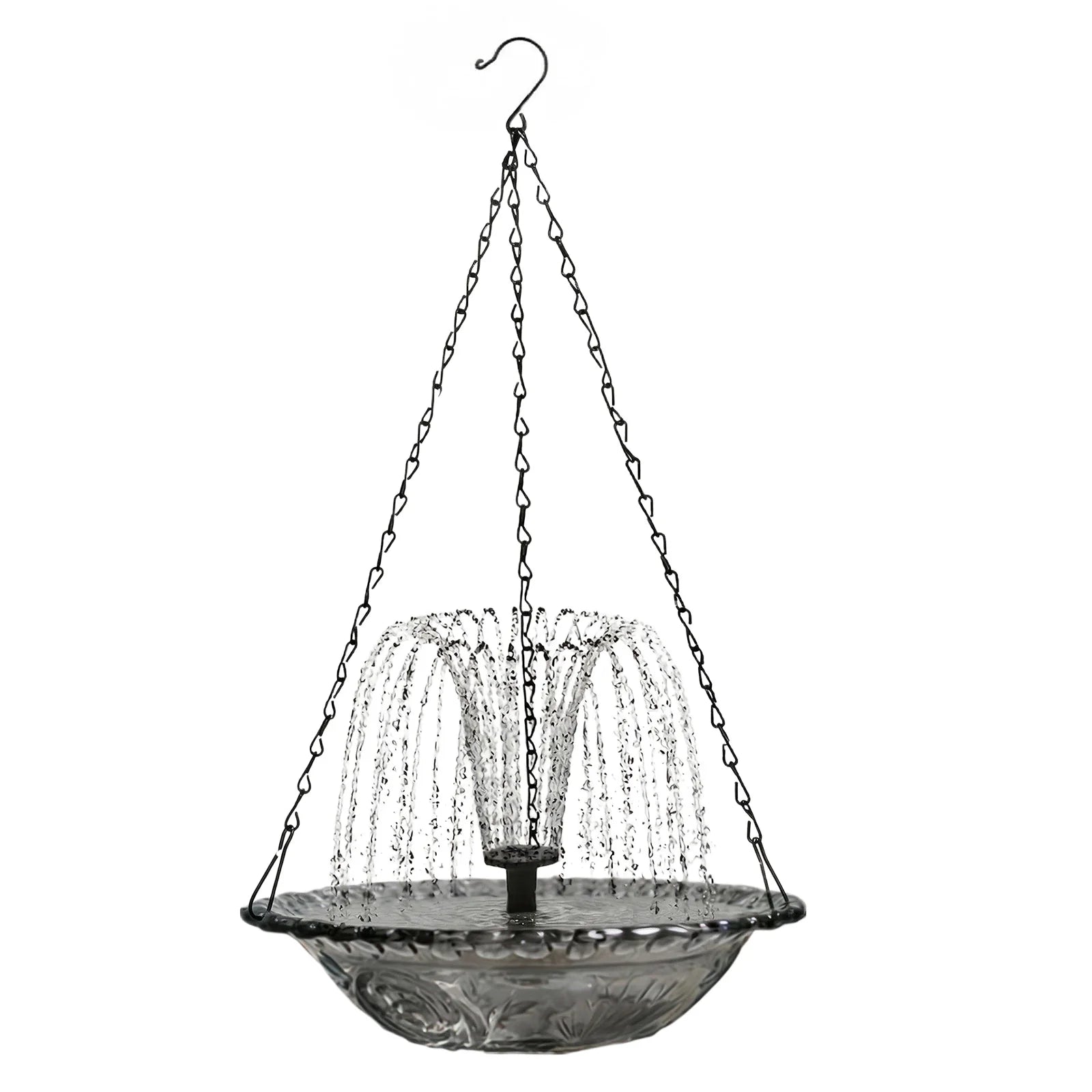 Solar Cascade Fountain Birdbath Solar Powered Fountain Bird Bath Hanging Glass Bowl Birdbath Attracts Wild Birds Hummingbirds Zpaxo Grey