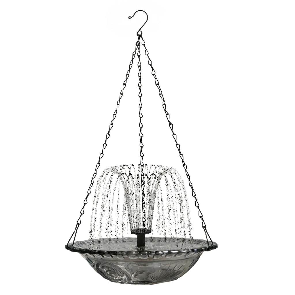Solar Cascade Fountain Birdbath Powered Bird Bath Hanging Glass Bowl