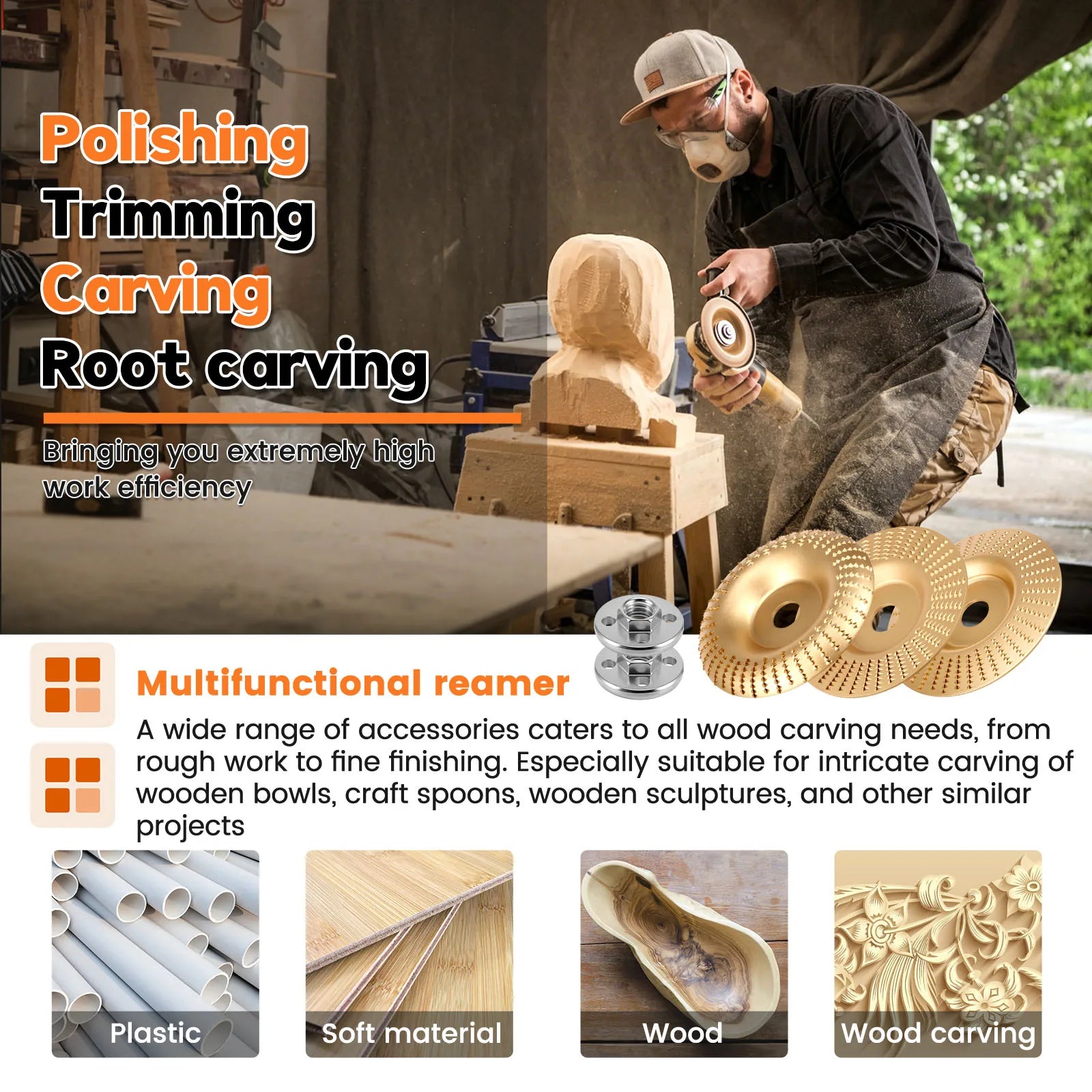Wood Carving Disc Tungsten Carbide Angle Grinder Wheel For 4 4.5 Inch Grinders Shaping Sanding Polishing Stripping Woodworking Zpaxo