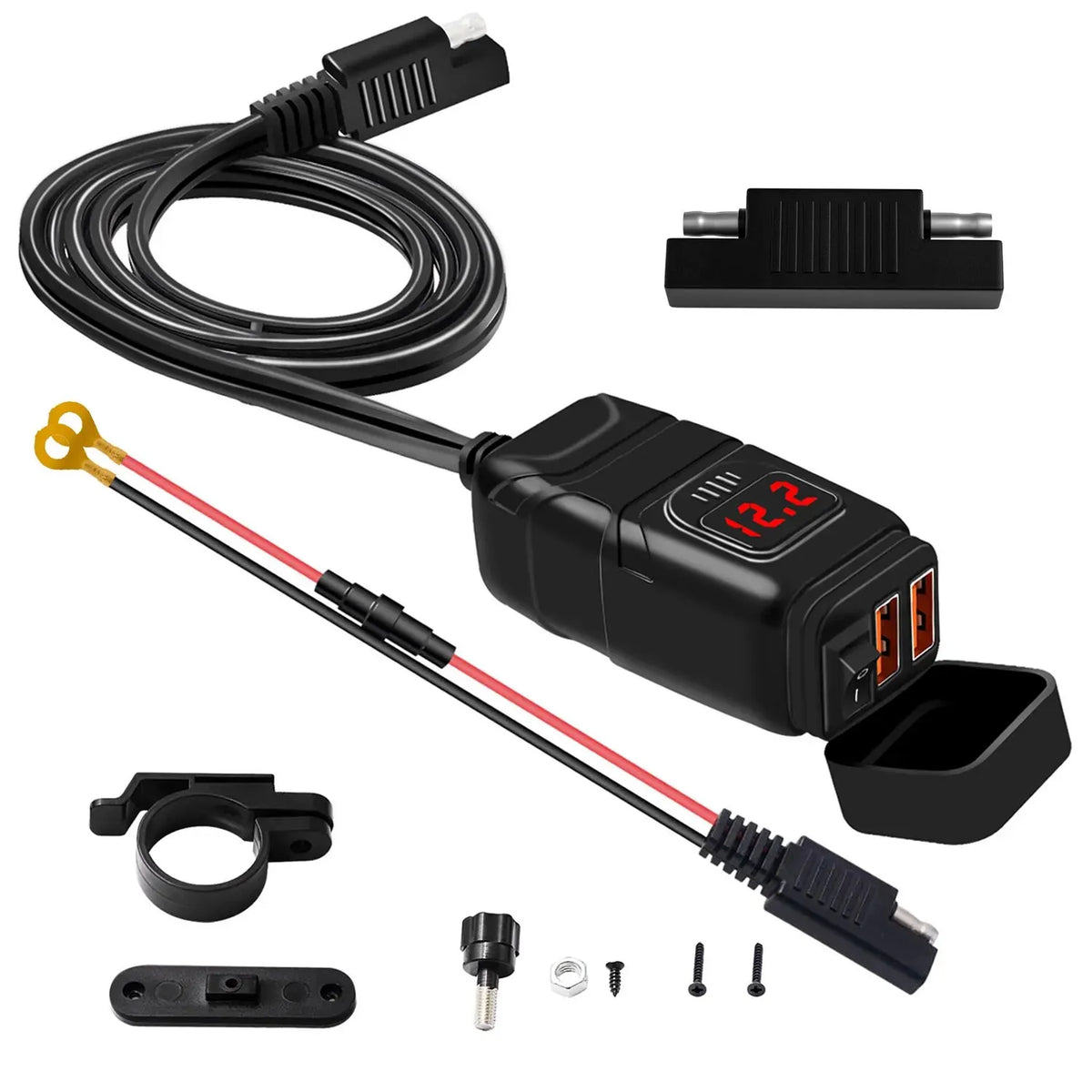 12V Fast Charging Motorcycle USB Chargers 3.0 Power Adapter Digital Bike Moto Motor Motorbike Accessories Electronics Universal Zpaxo Red