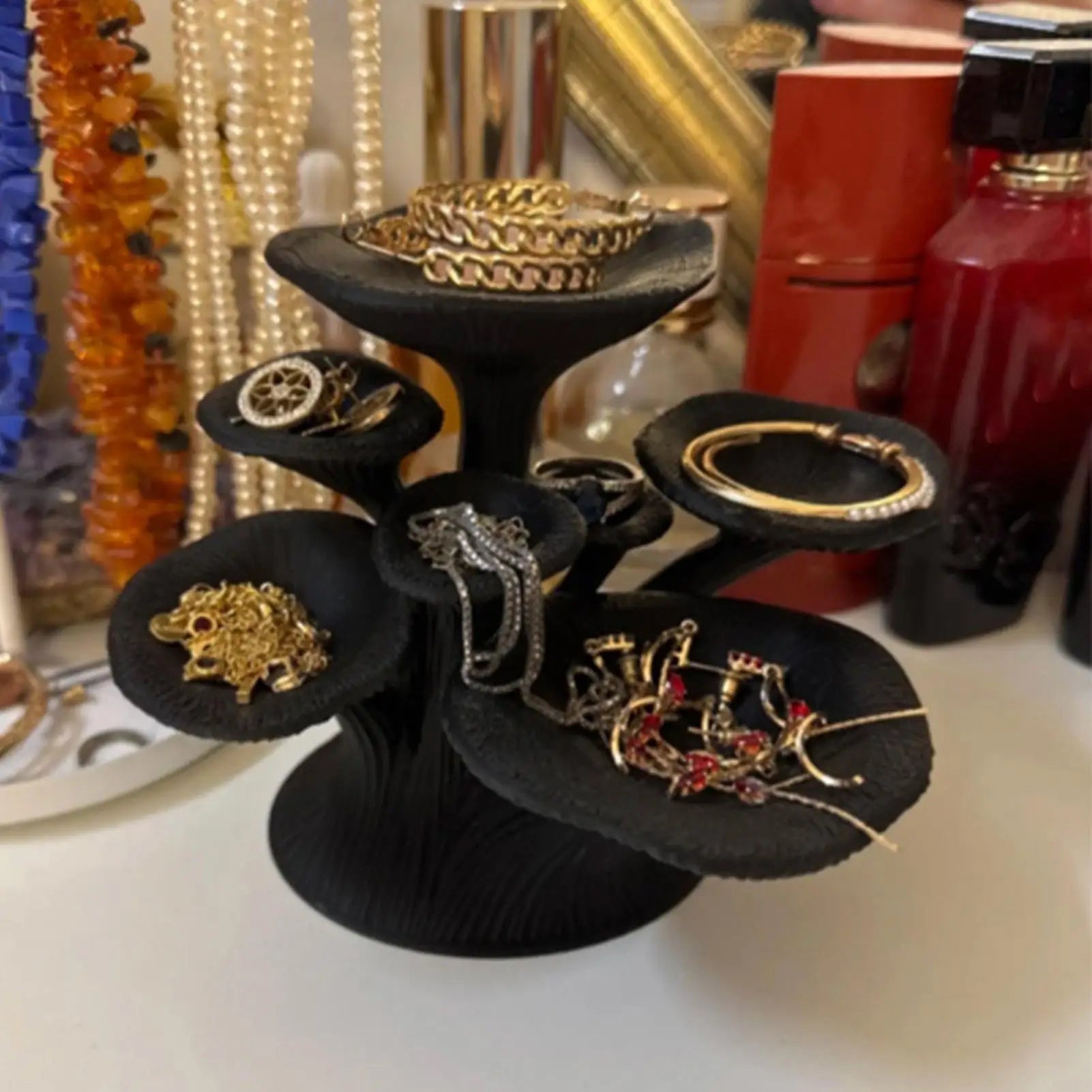 Jewelry Tray Mushroom Design Multi-layered Ring Holder Necklace