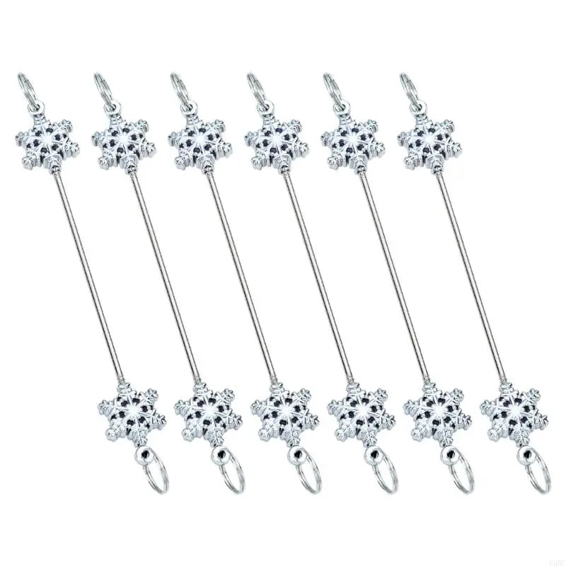 6 Metal Snowflake Ornament DIY Bead Crafts Christmas Tree Holiday Zpaxo Silver China Mainland