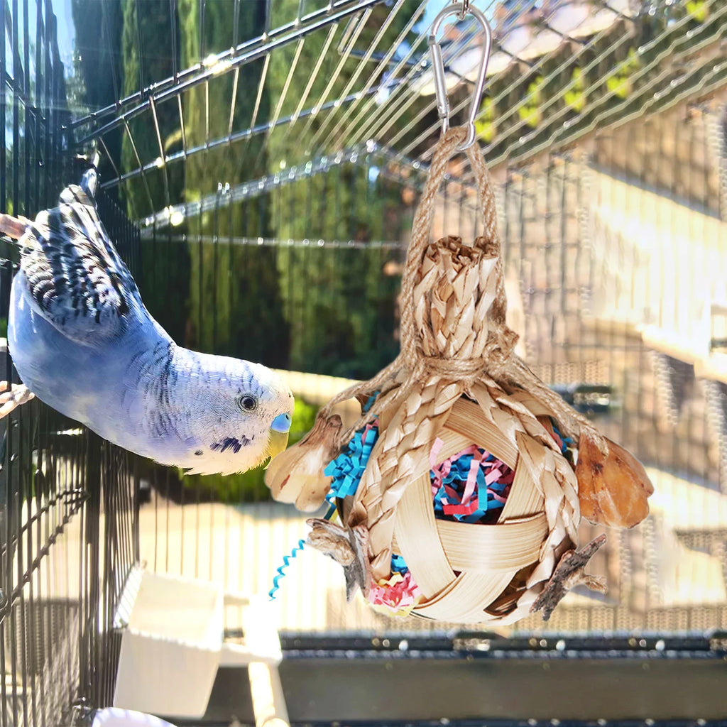 Bird Chewing Toy Chew Toy Ball Cage Bite Hanging Colorful Large Parrot Toys for Lovebird Cockatiels Conures Finches Parakeets Zpaxo