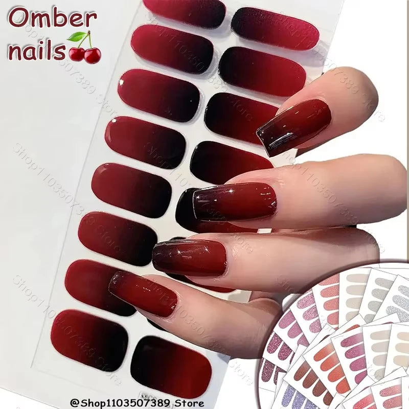 Naked Gradient Ombré Nail Wraps – No-Lamp French Nail Stickers Nail Art Stickers Zpaxo