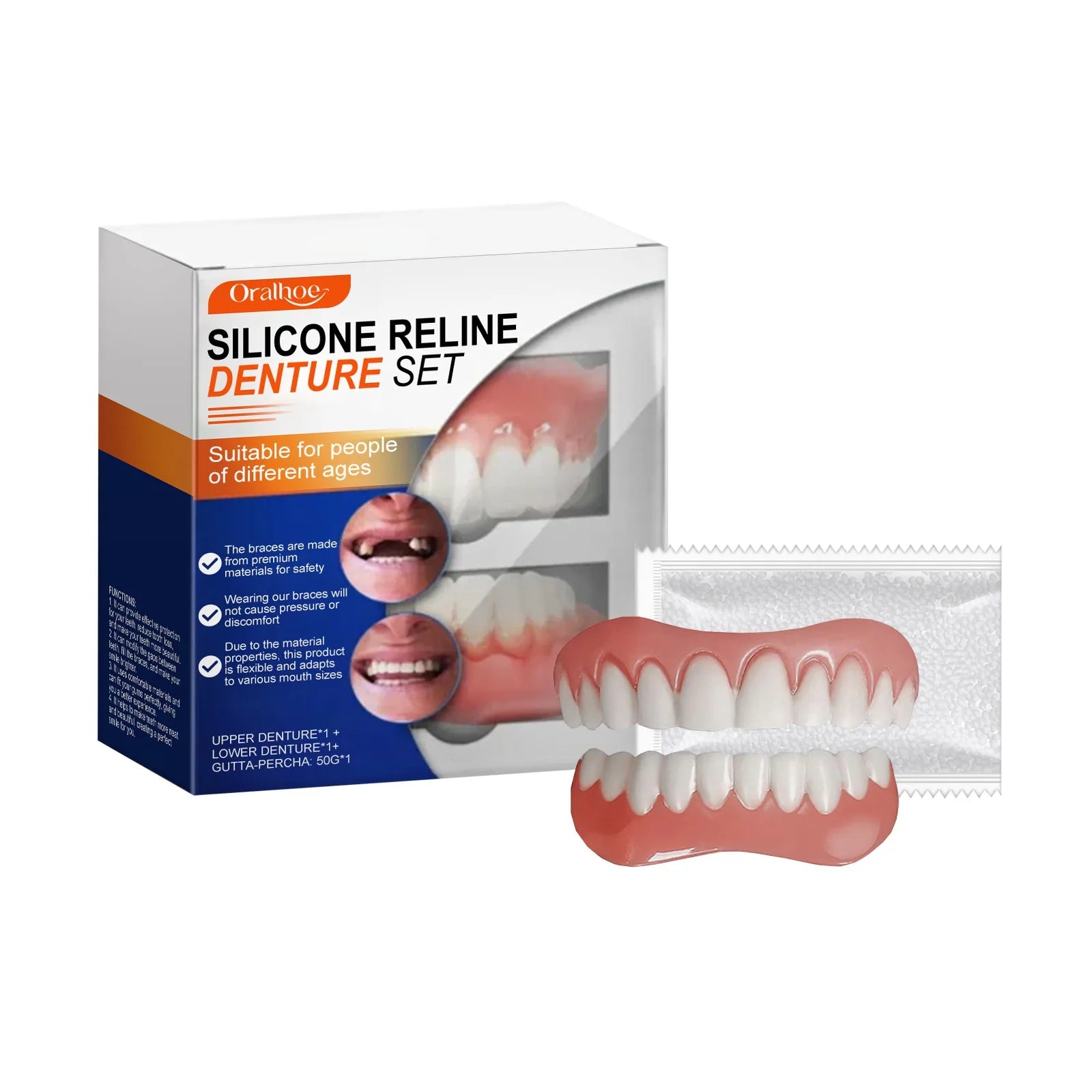 Soft Silicone Denture Liner Kit – Upper & Lower Set | Oralhoe Denture Liner Kit Zpaxo one boxed