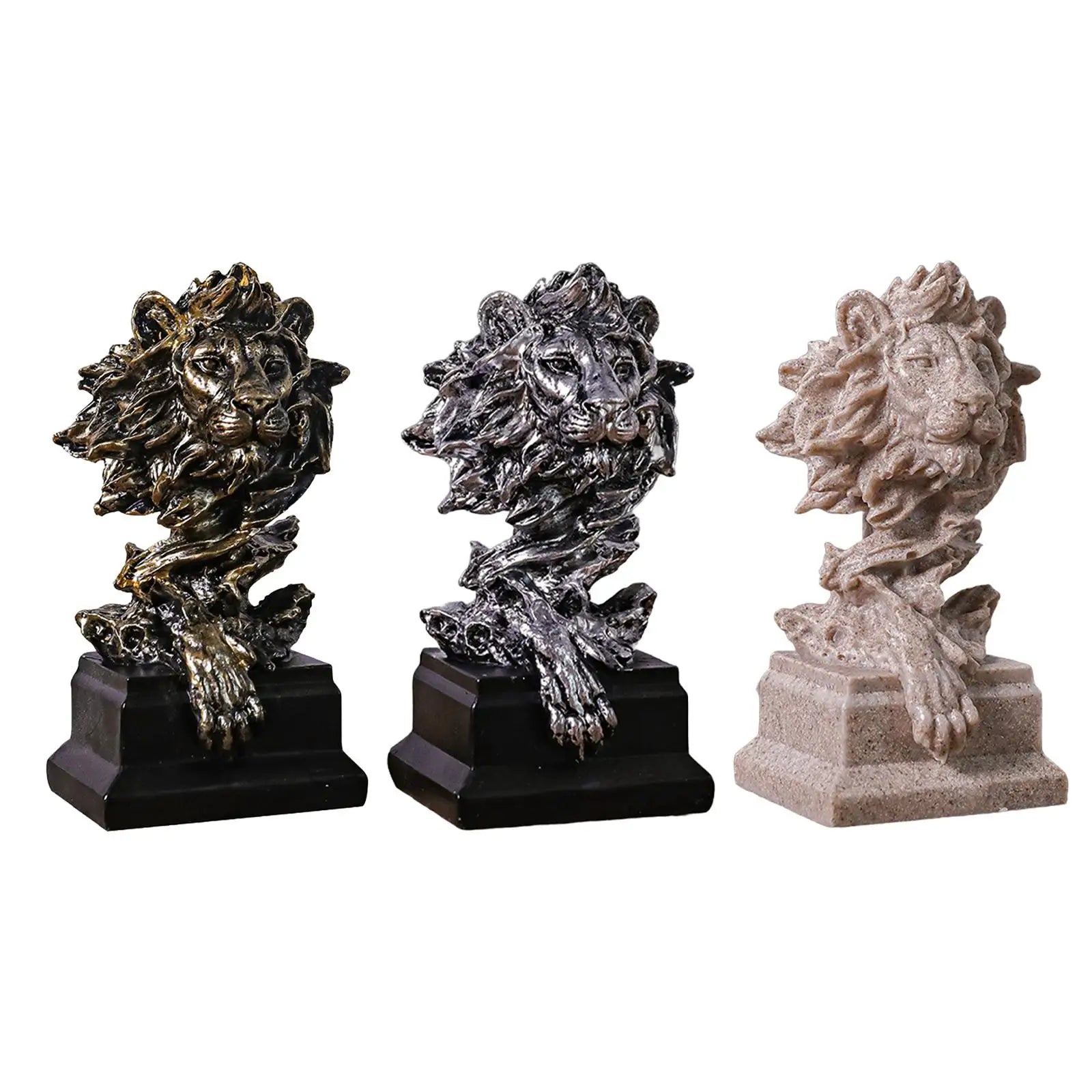 Lion Head Resin Statue – Decorative Tabletop Figurine Decorative Figurine Zpaxo