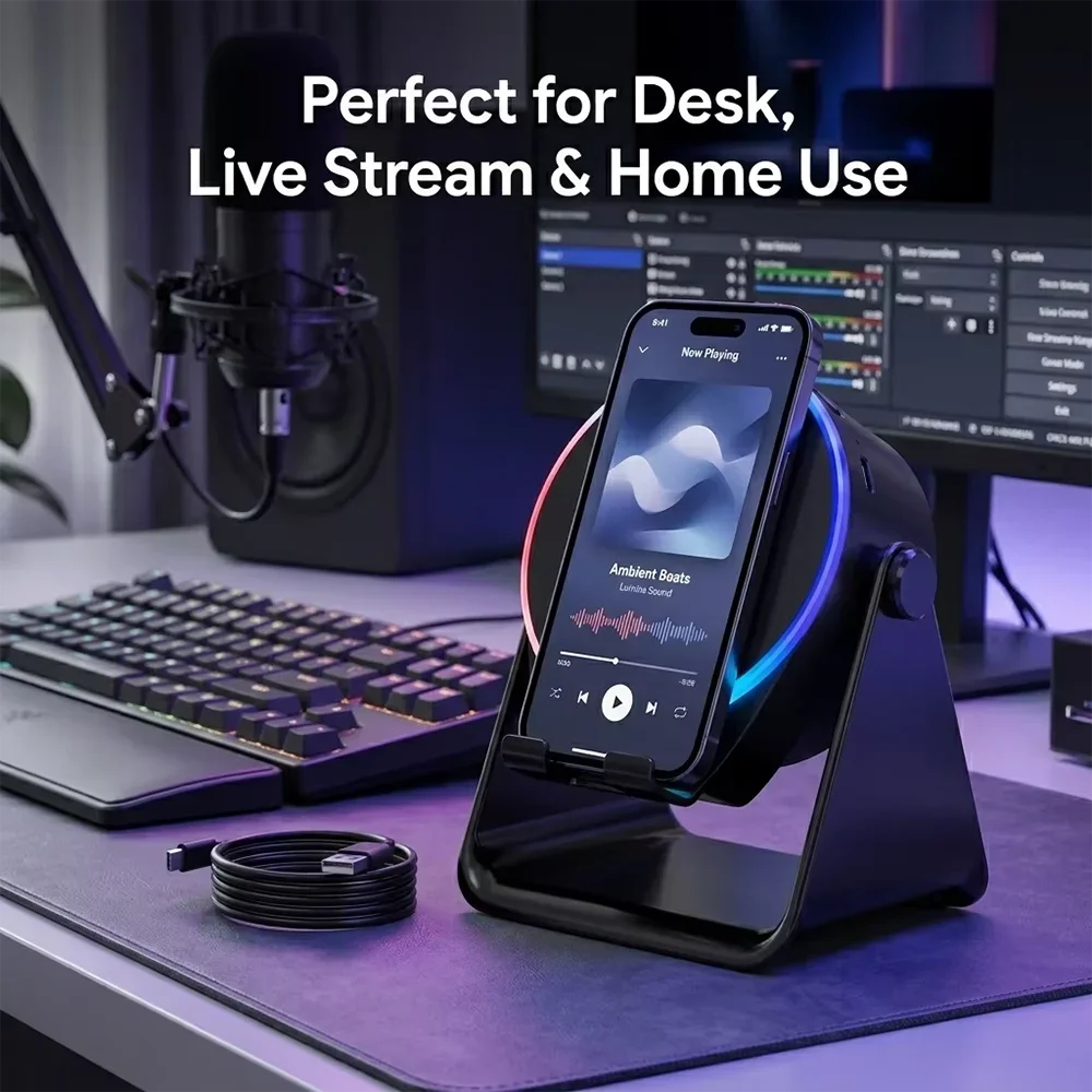 KEBIDUMEI 1 Induction Bluetooth Speaker Phone Stand Magnetic RGB
