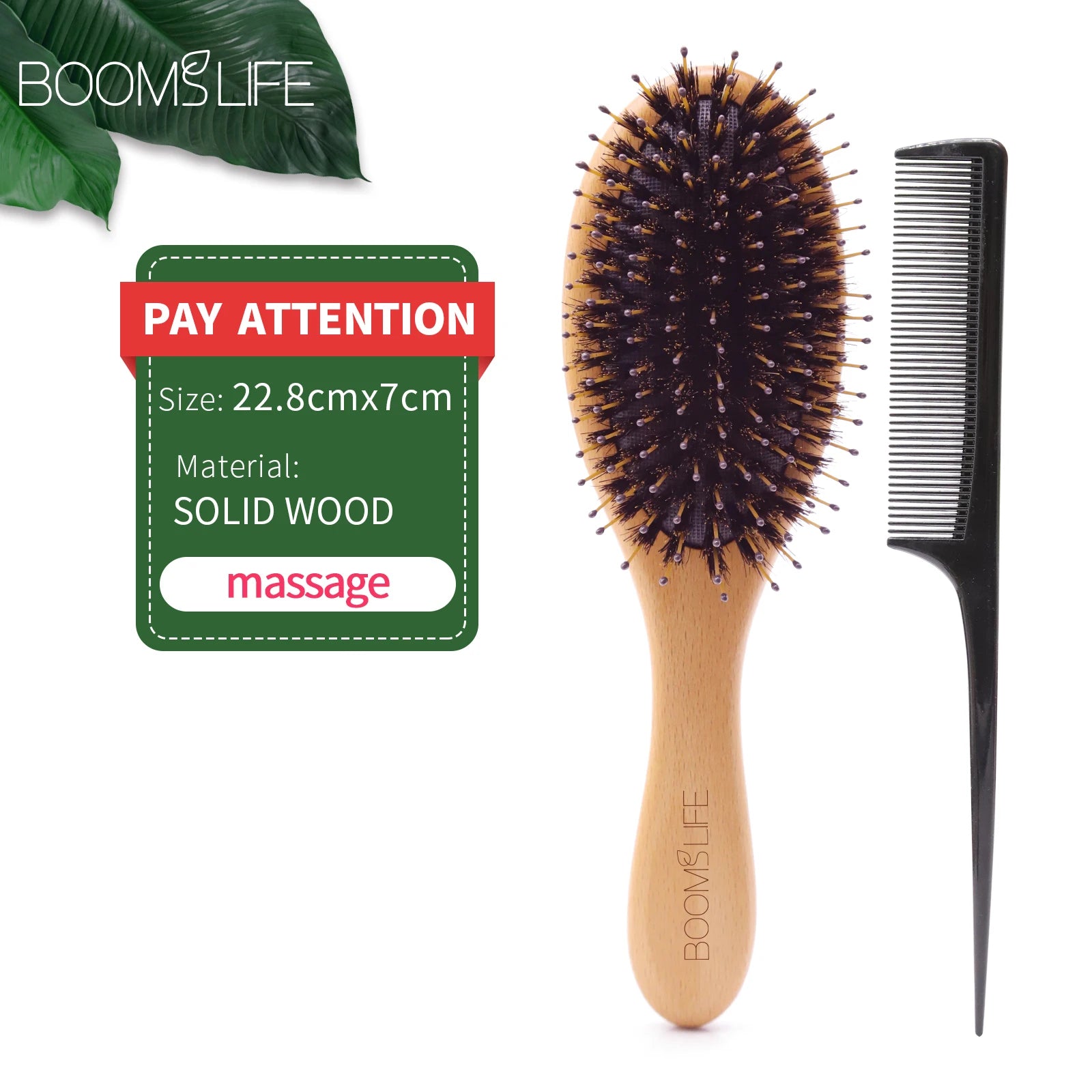 Custom Boar Bristle Hair Brush Women Hair Anti-Static Scalp Massage Comb Wood Hair Brush for Curly Thick Long Hair Detangler Zpaxo 2pc boar brush