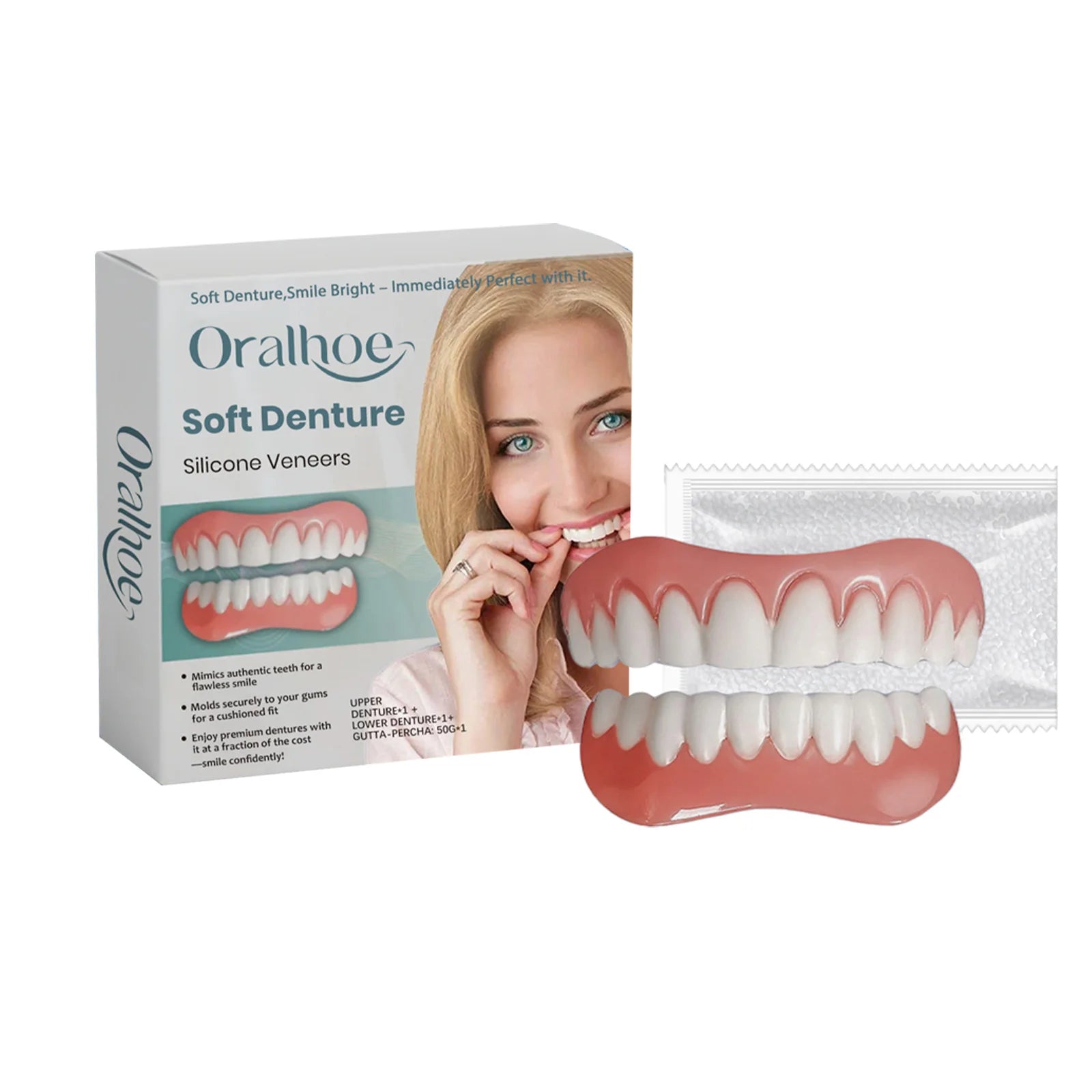 Soft Silicone Temporary Tooth Veneers Smile Correction Kit Temporary Tooth Veneers Zpaxo 1 set boxed