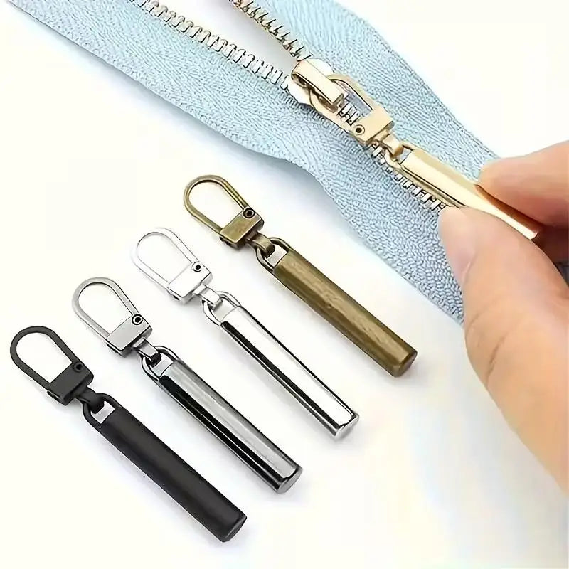 4pcs Universal Zipper Pull Tabs – Detachable Metal Heads, Replacement for Bags & Clothing Zpaxo