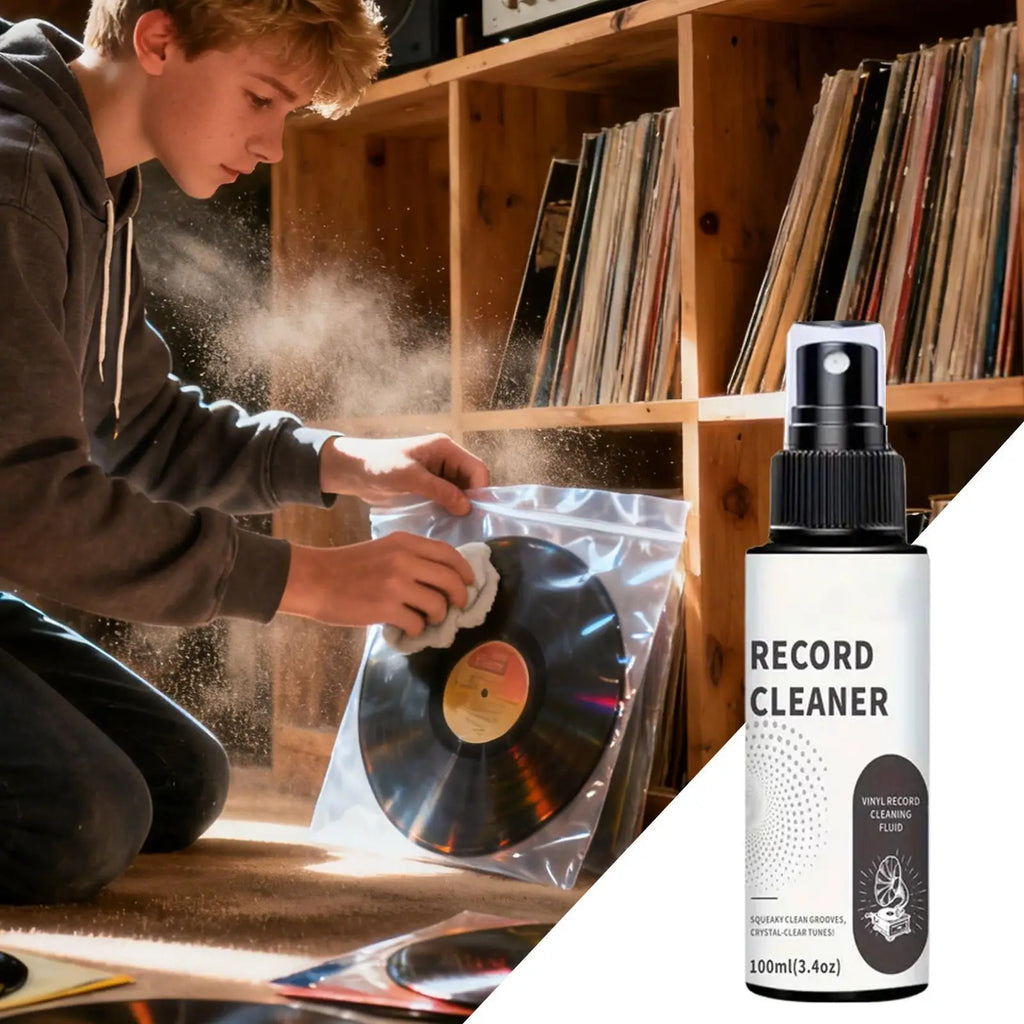 Record Cleaner 100ml Washer Fluid Spray with Towel Record Care Solution for Collectors Enthusiasts Professionals Studio Store Zpaxo