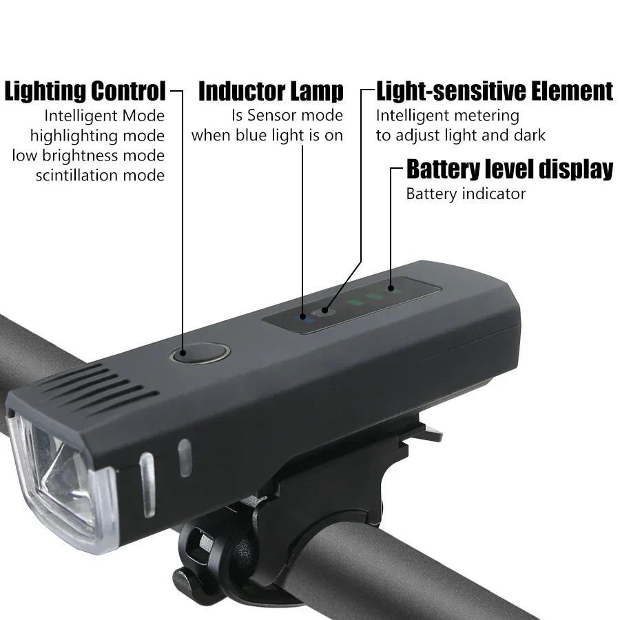 USB Rechargeable Bike Light Set – 1000LM LED Front & Taillight