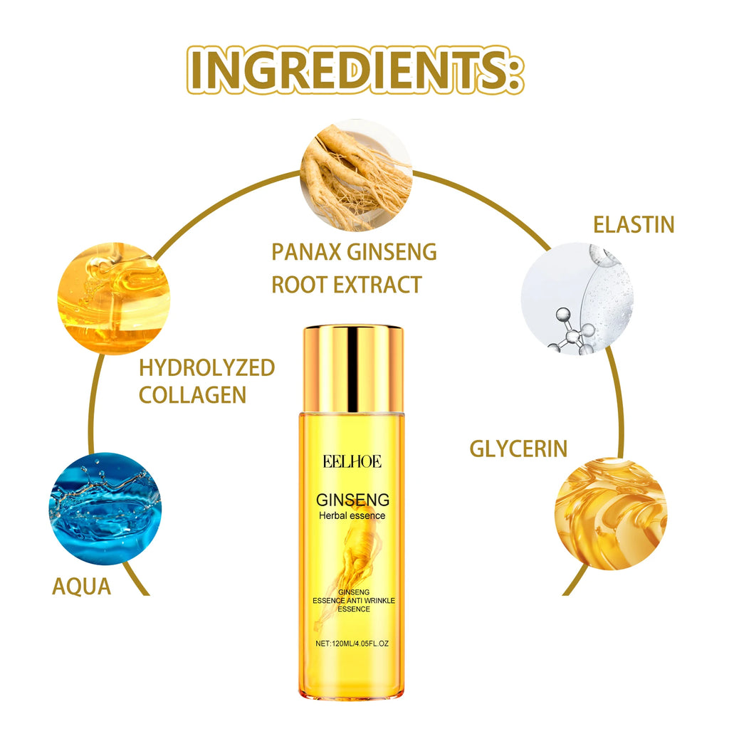 EELHOE Ginseng Anti Wrinkle Serum Polypeptide Anti-Ageing Essential Oil Tighten Moisturizing Smooth Skin Reduce Fine Lines Zpaxo