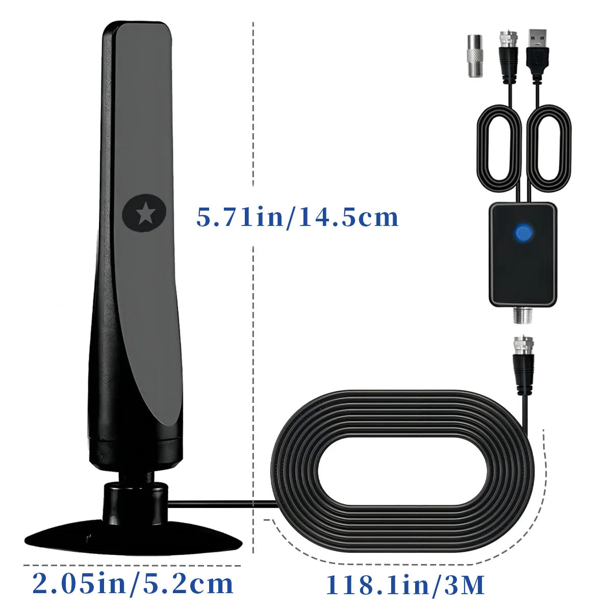HD Digital TV Antenna Signal Amplifier Indoor Outdoor 12DB Wide Range
