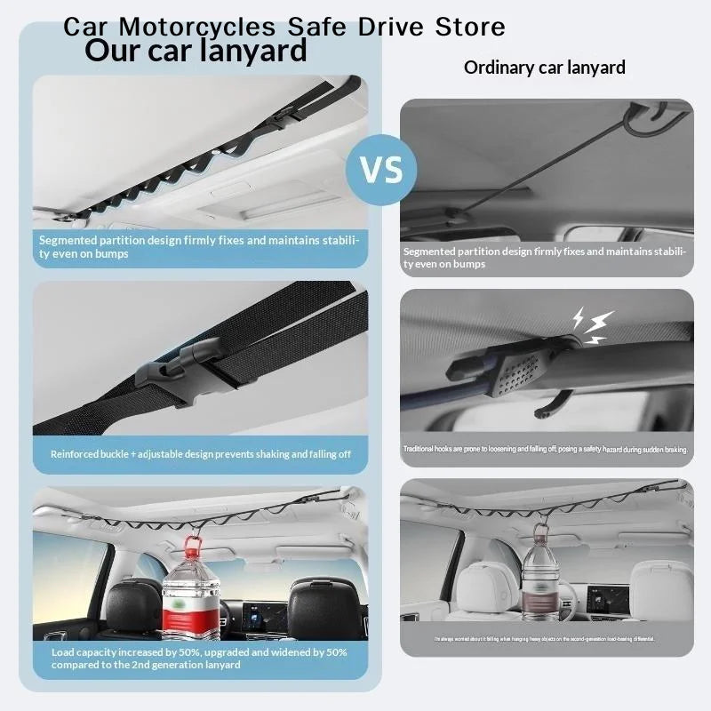 MCar Clothes Drying Rope Multi-functional Hanging Hanger Vehicle Rear