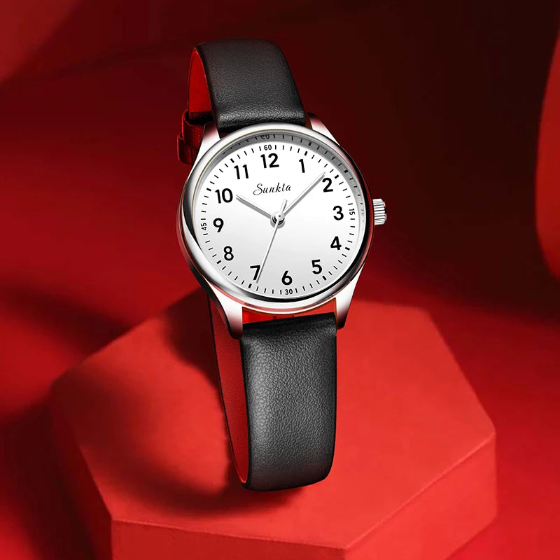 SUNKTA new fashion luxury women's quartz watches elegant leather Watches for Women waterproof simple ladies watches reloj+BOX Zpaxo
