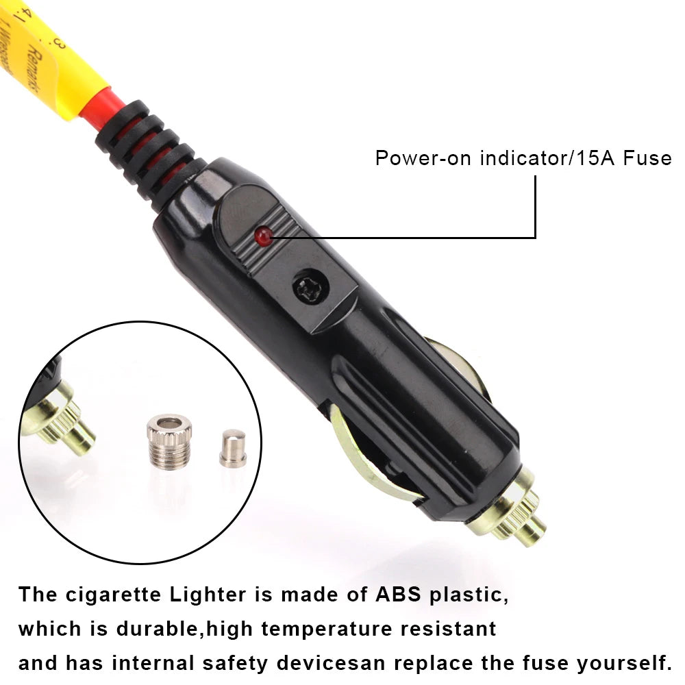Auto Charger Cable 15A Fuse Female Socket Plug 12V 24V Car C-igarette